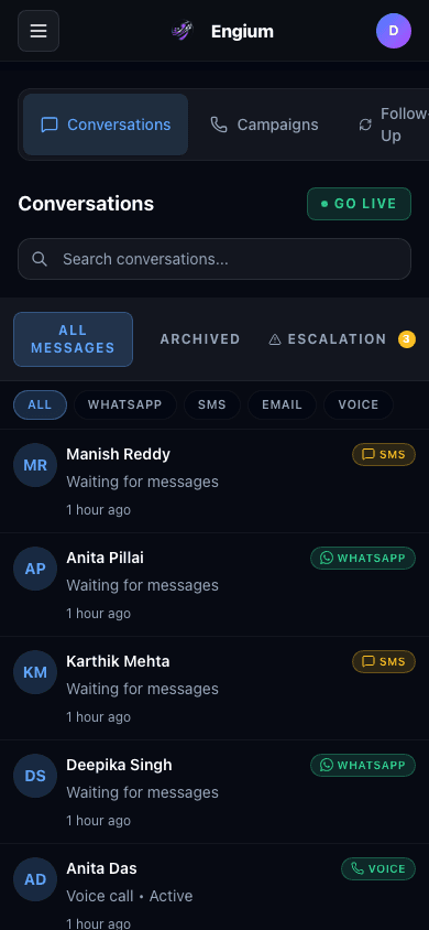 Engium unified inbox - multi-channel message threads